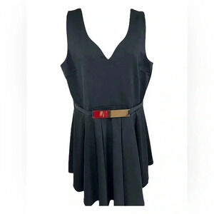 Asos curve black sleeveless belted dress size 16